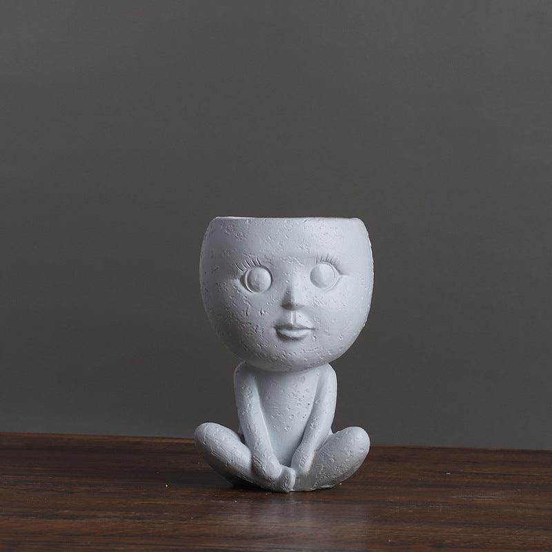 Nordic Style Girl Doll Modern Home Decoration Resin Vase - Pacisia