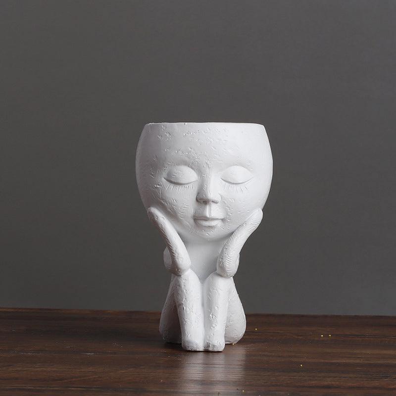 Nordic Style Girl Doll Modern Home Decoration Resin Vase - Pacisia