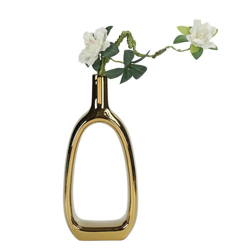 Nordic Style Heart Hollow Out Electroplated Ceramic Vase Decoration - Pacisia