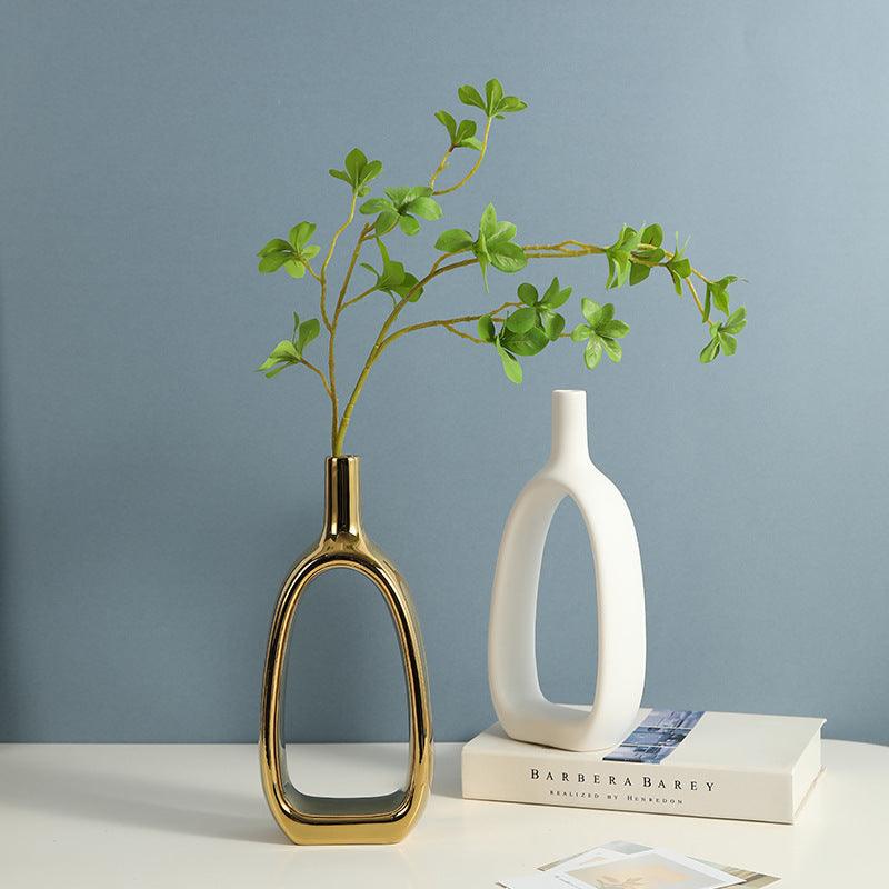 Nordic Style Heart Hollow Out Electroplated Ceramic Vase Decoration - Pacisia