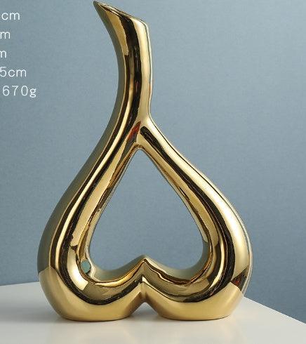Nordic Style Heart Hollow Out Electroplated Ceramic Vase Decoration - Pacisia