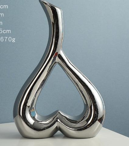 Nordic Style Heart Hollow Out Electroplated Ceramic Vase Decoration - Pacisia