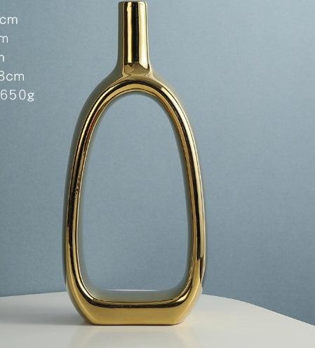 Nordic Style Heart Hollow Out Electroplated Ceramic Vase Decoration - Pacisia