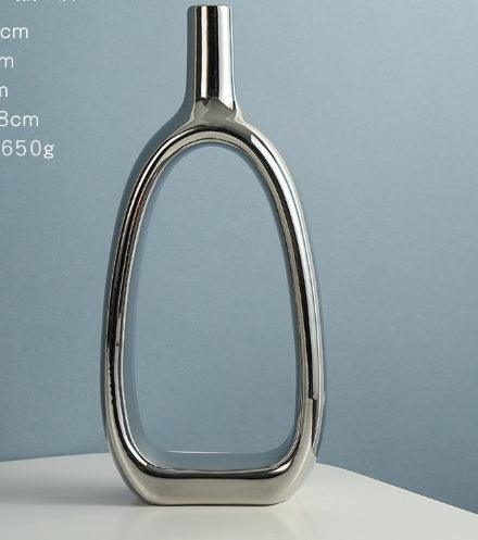Nordic Style Heart Hollow Out Electroplated Ceramic Vase Decoration - Pacisia