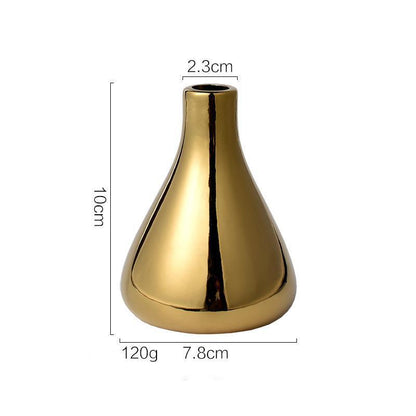 Nordic Style Ins light Luxury Golden Ceramic Small Vase - Pacisia