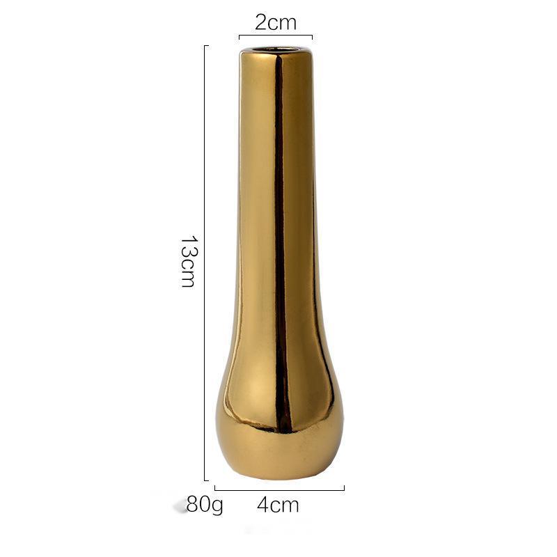 Nordic Style Ins light Luxury Golden Ceramic Small Vase - Pacisia