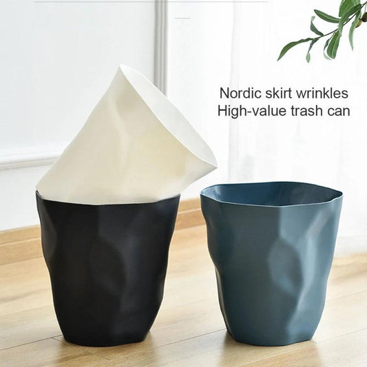 Nordic Style Irregular Trash Can Modern Solid Color Plastic Garbage Rubbish Bin Food Waste Basket Basin Bucket Flower Pot Organi - Pacisia