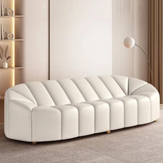 Nordic Style Leather Sofa Bed Stretch Curved Modern Designer Couch Modular White Soft Canape Chaise Canape Salon Home Furniture - Pacisia