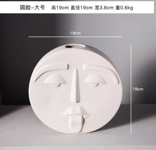 Nordic Style Modern Face Mask Ceramic Vase Home Decoration Flower Vases Head Matte Table Flower Vase for Wedding Decoration Prop - Pacisia