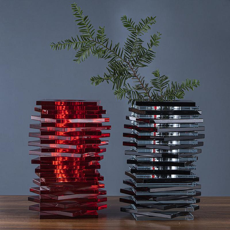 Nordic Style Simple Dislocation Type Building Block Crystal Electroplating Vase - Pacisia