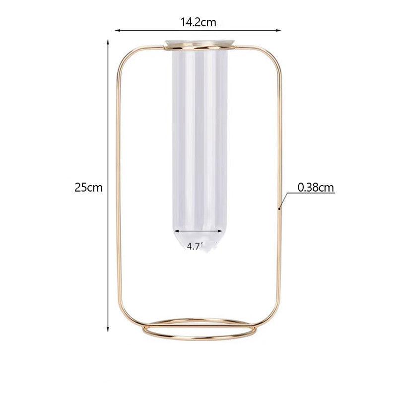 Nordic Style Simple Geometric Metal Wrought Iron Transparent Glass Hydroponic Vase - Pacisia