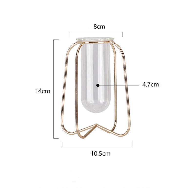 Nordic Style Simple Geometric Metal Wrought Iron Transparent Glass Hydroponic Vase - Pacisia