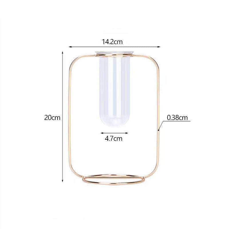 Nordic Style Simple Geometric Metal Wrought Iron Transparent Glass Hydroponic Vase - Pacisia