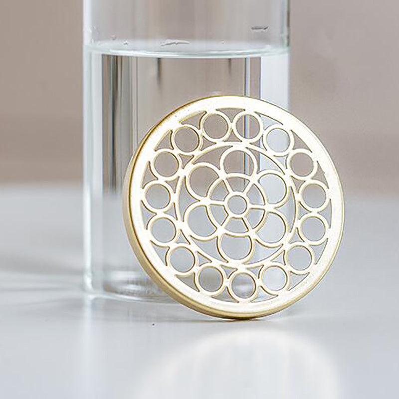 Nordic Transparent Glass Vase Golden Grid Cover Living Room Flower - Pacisia