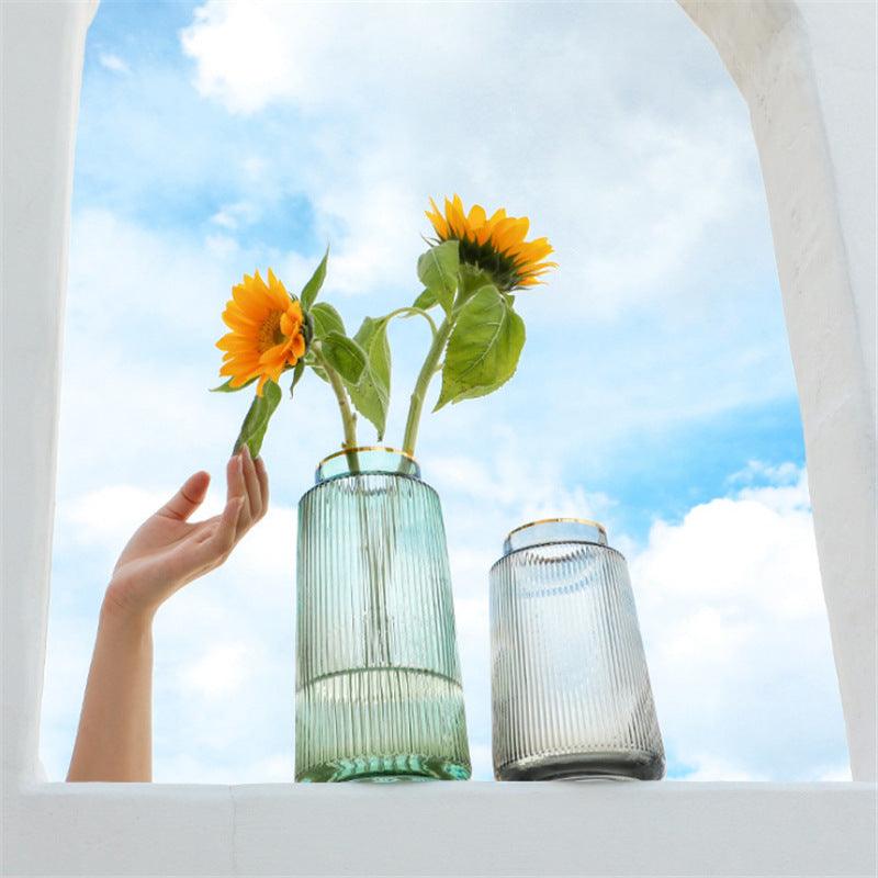 Nordic Vintage Vertical Striped Glass Vase - Pacisia