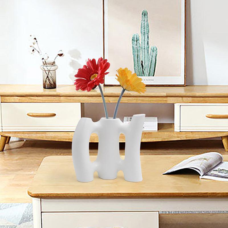 Nordic White Ceramic Irregular Flower Vase - Pacisia