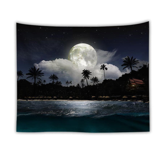 Ocean moon tapestry nature dorm decor wall tapestry - Pacisia