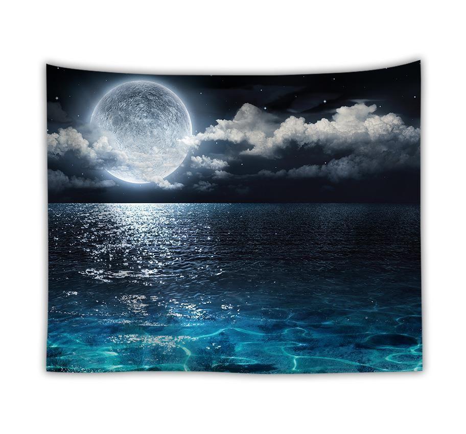 Ocean moon tapestry nature dorm decor wall tapestry - Pacisia