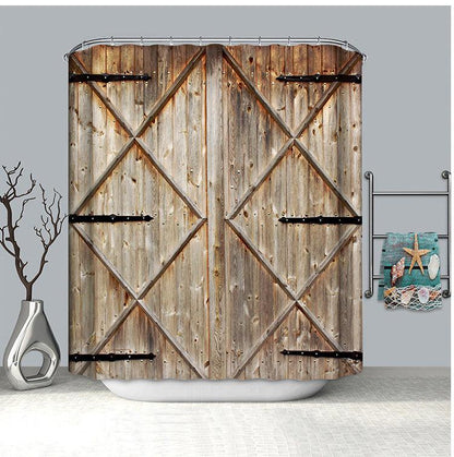 Old wooden door shower curtain - Pacisia