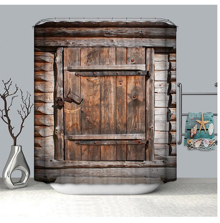 Old wooden door shower curtain - Pacisia