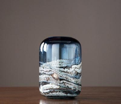 Orange Red Hot Sale Modern Simple Ripple Glass Vase Creative Home Flower Can Be A Hair - Pacisia