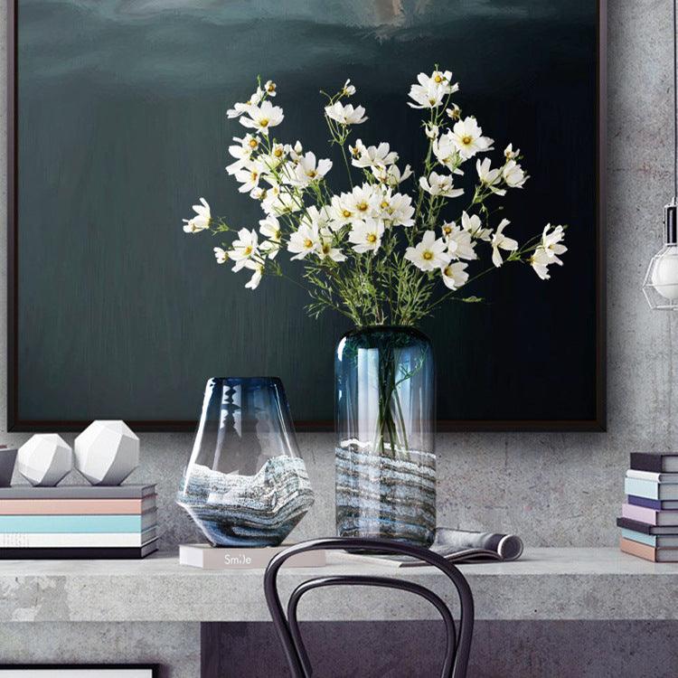 Orange Red Hot Sale Modern Simple Ripple Glass Vase Creative Home Flower Can Be A Hair - Pacisia