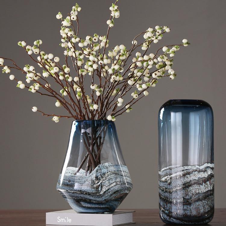 Orange Red Hot Sale Modern Simple Ripple Glass Vase Creative Home Flower Can Be A Hair - Pacisia