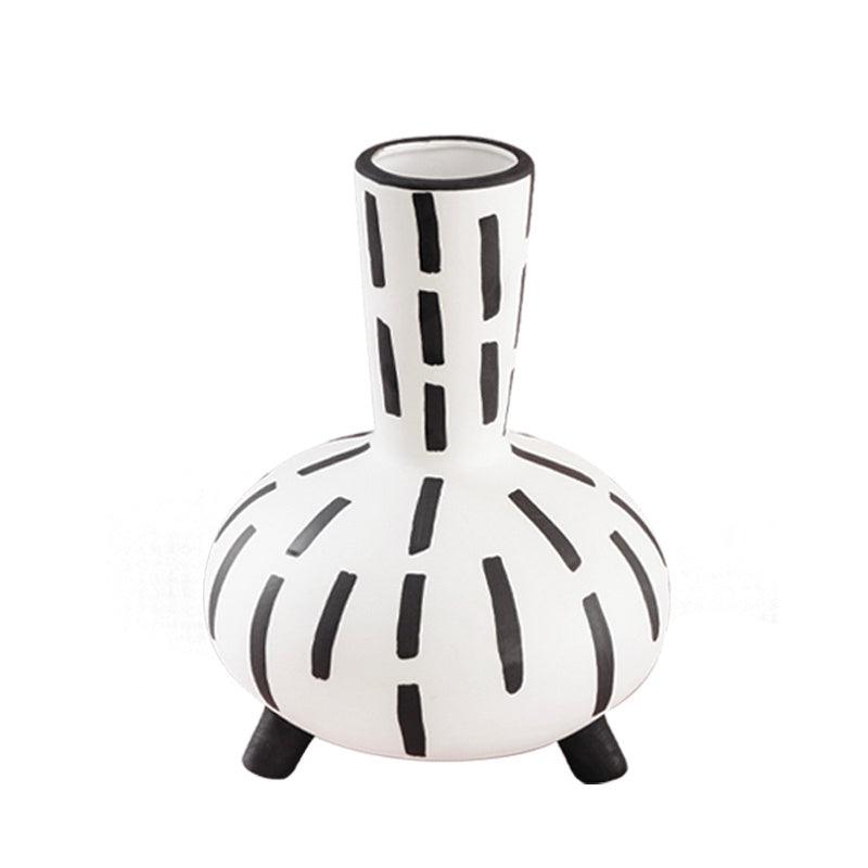 Original Hand-painted Vase Ceramic Black And White Handmade - Pacisia