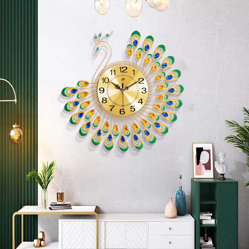 Peacock Wall Clock Living Room Clock Watch Decoration Wall Clock Quartz - Pacisia