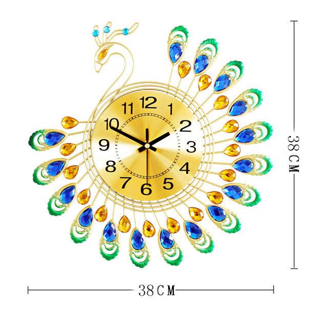 Peacock Wall Clock Living Room Clock Watch Decoration Wall Clock Quartz - Pacisia