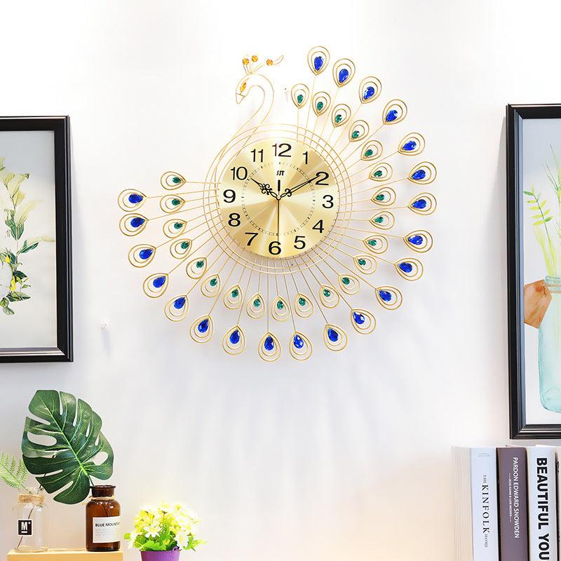 Peacock Wall Clock Living Room Clock Watch Decoration Wall Clock Quartz - Pacisia