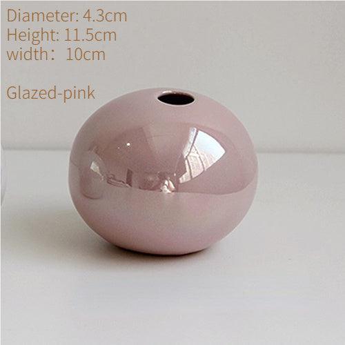 Pearl Like Ceramic Vase With Round Tabletop Texture - Pacisia