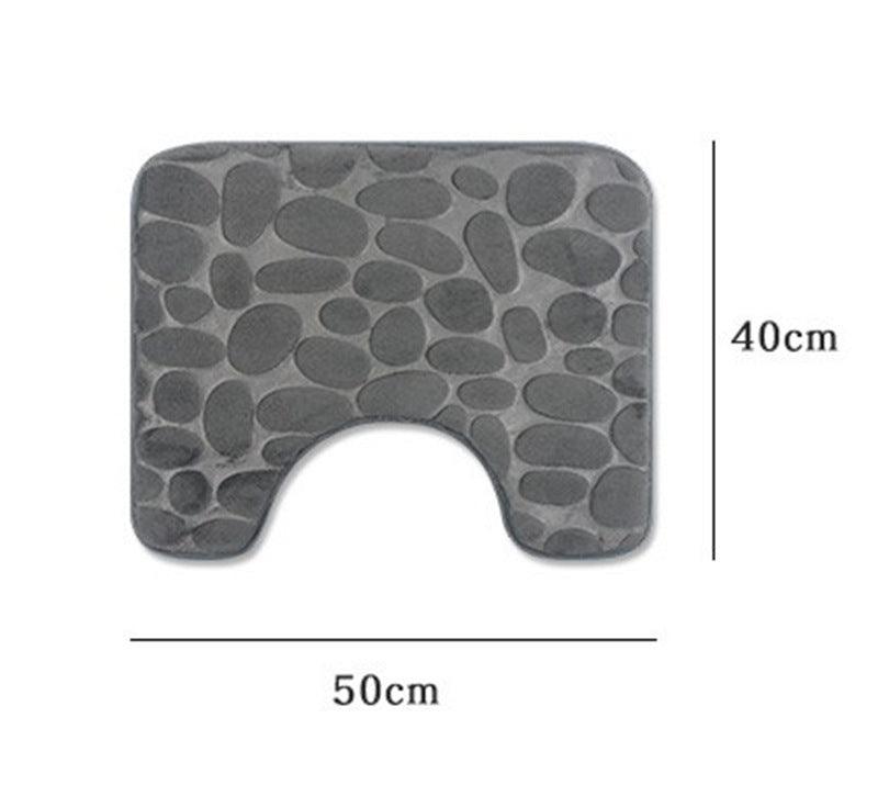 Pebble Head Embossed Toilet U-shaped Bathroom Absorbent Non-slip Floor Mat - Pacisia