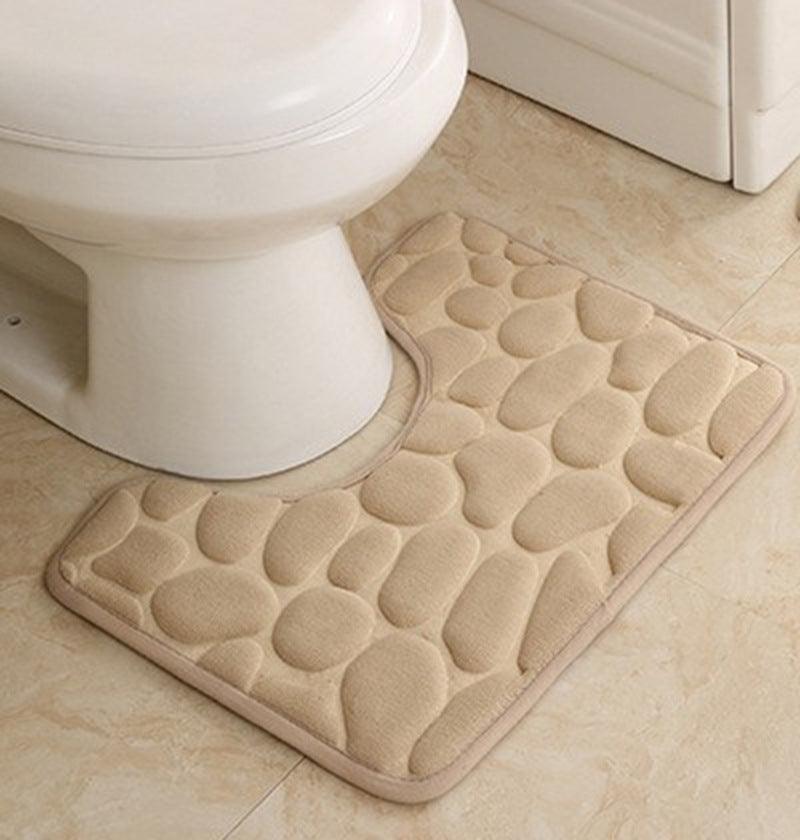 Pebble Head Embossed Toilet U-shaped Bathroom Absorbent Non-slip Floor Mat - Pacisia