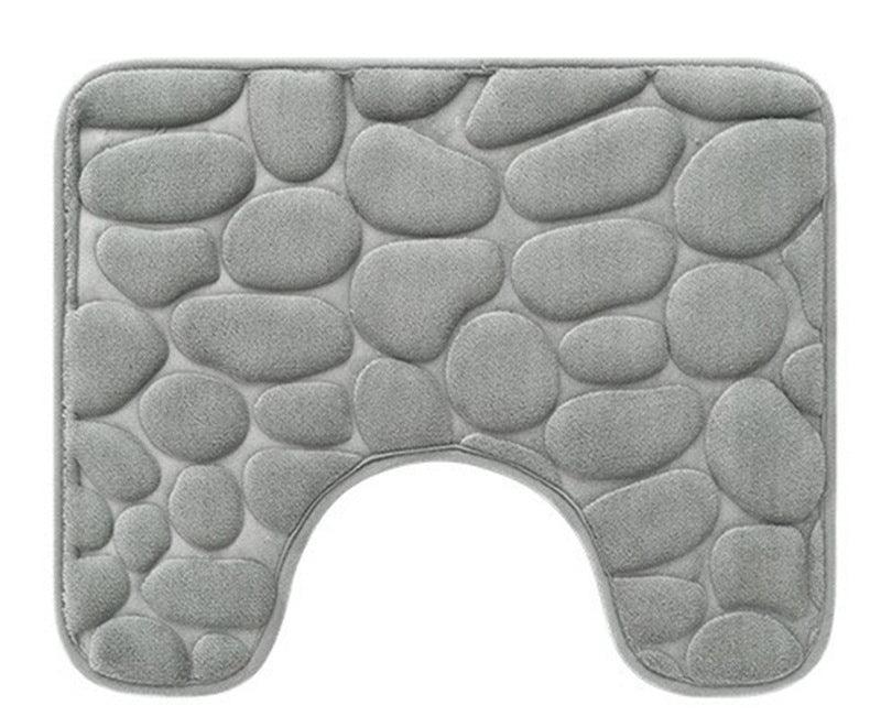 Pebble Head Embossed Toilet U-shaped Bathroom Absorbent Non-slip Floor Mat - Pacisia