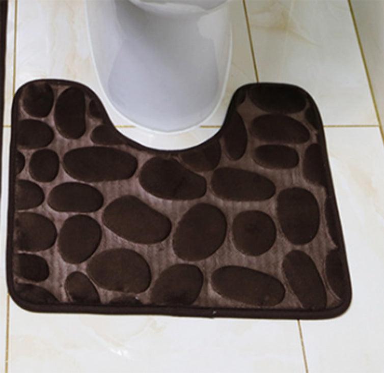 Pebble Head Embossed Toilet U-shaped Bathroom Absorbent Non-slip Floor Mat - Pacisia