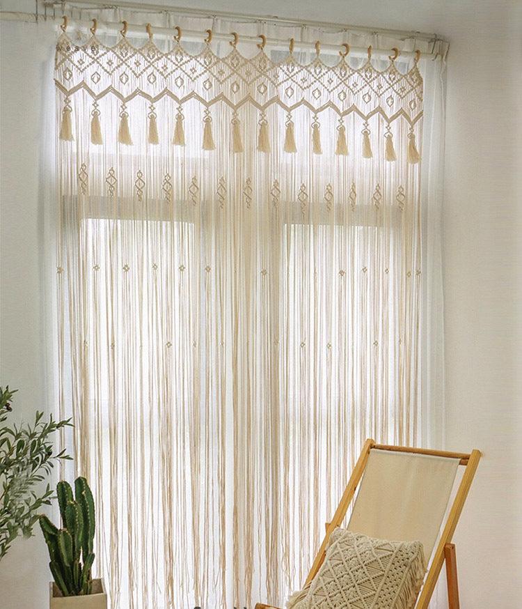 Perforated Woven Shading Curtain with Tassels - Light Partition Sliding Curtain - Pacisia