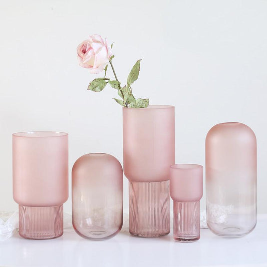 Pink Glass Vase Transparent Modern And Minimalist Nordic Style Decoration - Pacisia