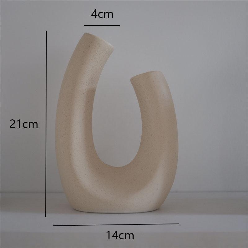 Plain Ceramic Vase Decoration Minimalist Art Flower Home - Pacisia