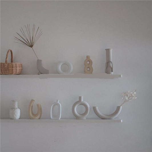 Plain Ceramic Vase Decoration Minimalist Art Flower Home - Pacisia