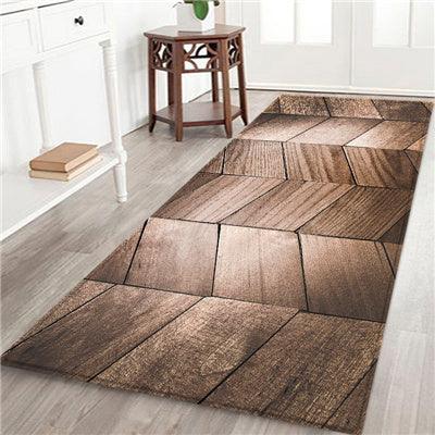 Plank Geometric Floor Mats Flannel Thick Carpet - Pacisia