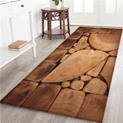 Plank Geometric Floor Mats Flannel Thick Carpet - Pacisia