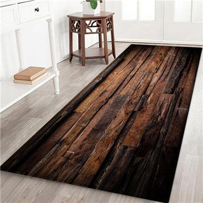 Plank Geometric Floor Mats Flannel Thick Carpet - Pacisia