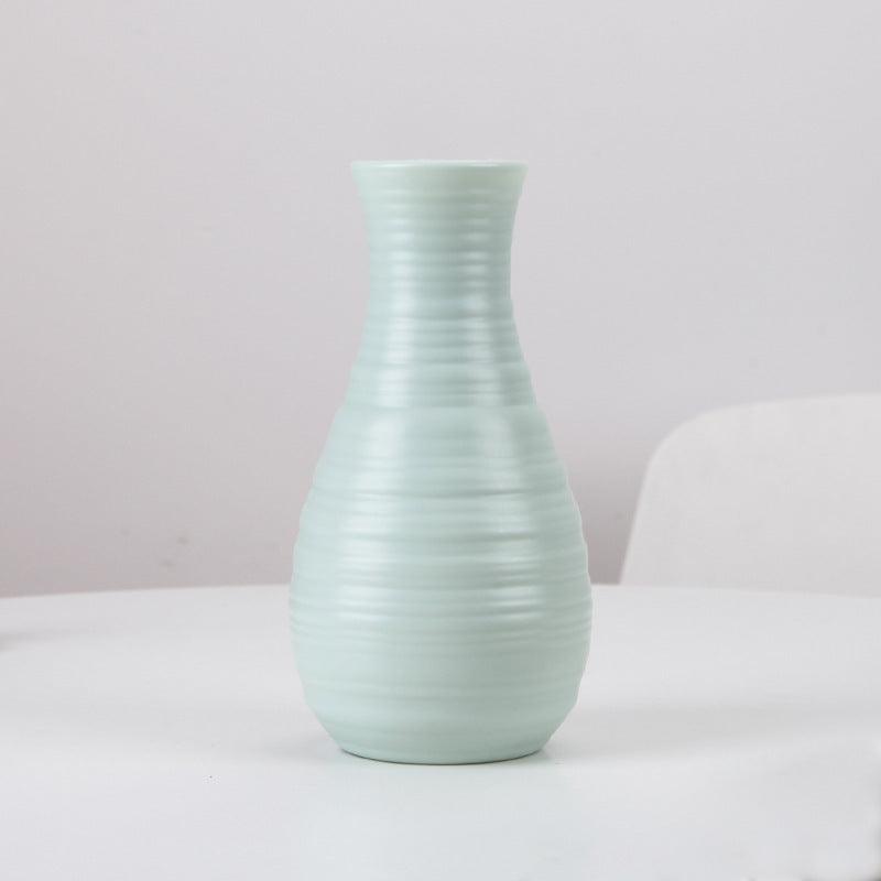 Plastic Vase Fashion Simple Anti-Drop Imitation Ceramic Vase Home Decoration Ornaments - Pacisia