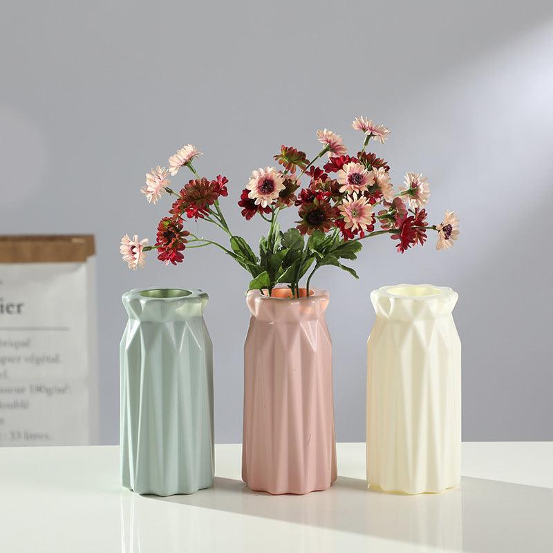 Plastic Vase Fashion Simple Anti-Drop Imitation Ceramic Vase Home Decoration Ornaments - Pacisia