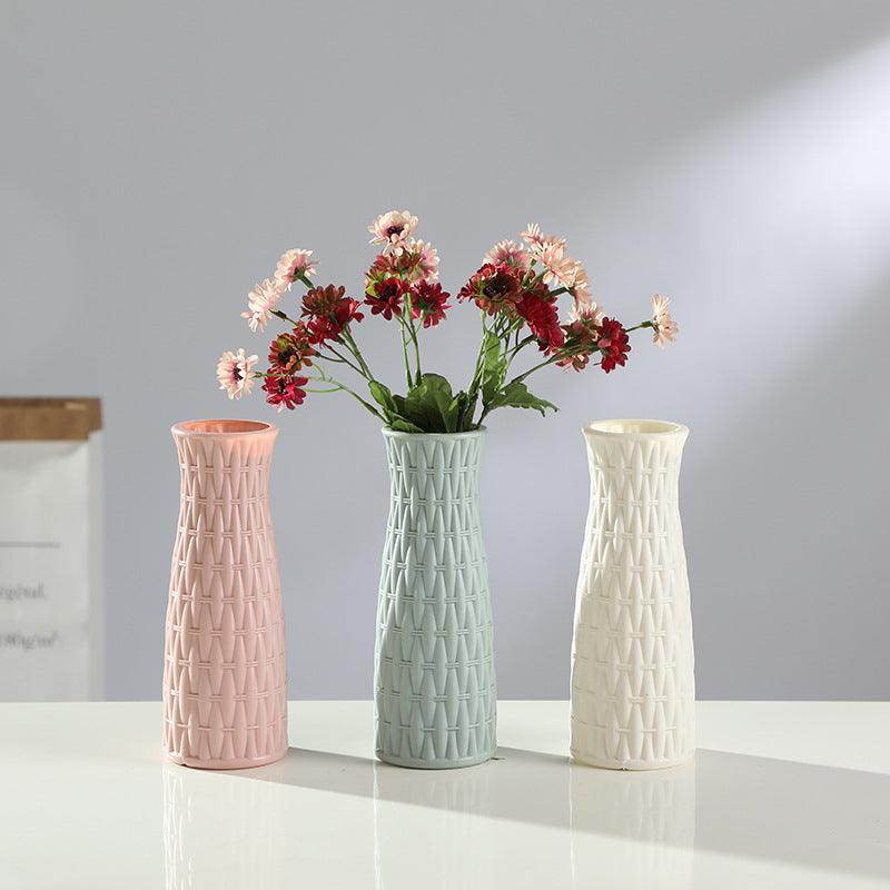 Plastic Vase Fashion Simple Anti-Drop Imitation Ceramic Vase Home Decoration Ornaments - Pacisia