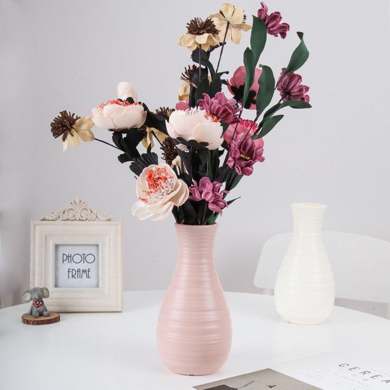 Plastic Vase Fashion Simple Anti-Drop Imitation Ceramic Vase Home Decoration Ornaments - Pacisia