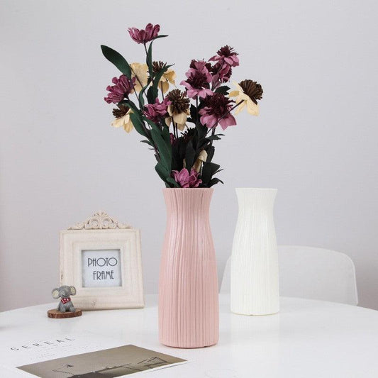 Plastic Vase Fashion Simple Anti-Drop Imitation Ceramic Vase Home Decoration Ornaments - Pacisia