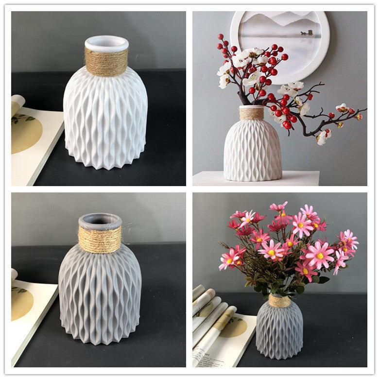Plastic Vase Modern Imitation Ceramic Artificial Flower Container - Pacisia