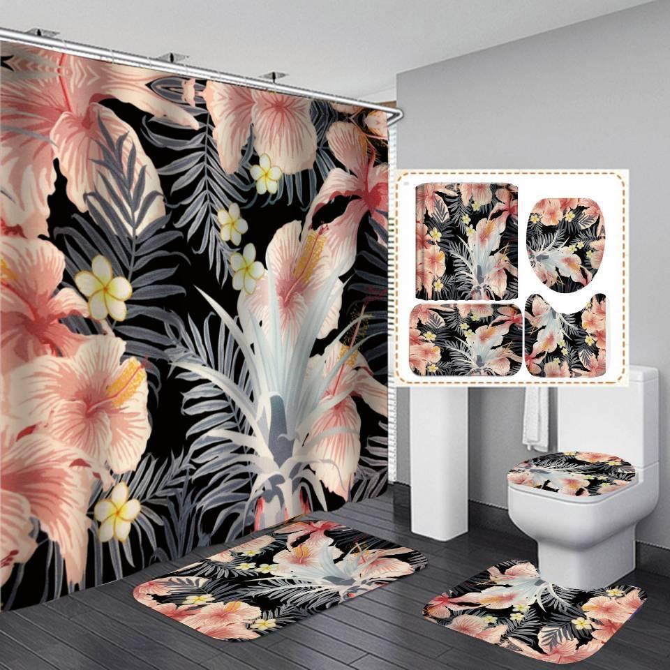 Polyester 3d Printed Shower Curtain Four-piece Set - Pacisia